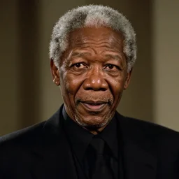 a film still of Morgan Freeman starring as a Gangster, 40mm lens, shallow depth of field, close up, split lighting, cinematic