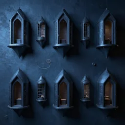 the hibernation cabin are neatly arranged on the wall, horizontal composition, future style, dark, h. r. giger, blue color scheme, huleeb, concept art, trending on artstation