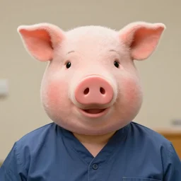 inmate wearing cute piglet head