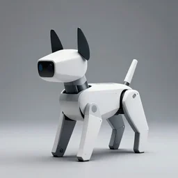 brutalist robot dog, sharp edges, modern, minimalist design, advertising photography