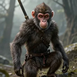 a monkey in the style of dark souls, realistic, 8 k, unreal, trending artstation