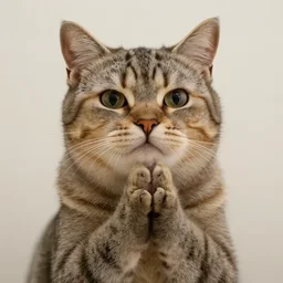 photo of a praying cat