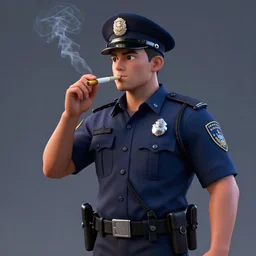 policeman smoking joint, octane render, V-Ray, 8k, trending on ArtStation,
