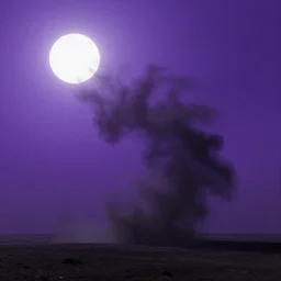 a dark matter wind and dust pieces of purple sky with a white sun falls to the ground, futurism, schizophrenia, hyperrealistic fall