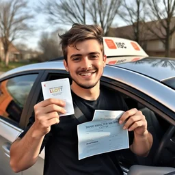 photo of a guy that just got his driving license