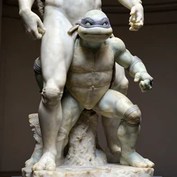 teenage mutant ninja turtles as a sculpture by donatello, white marble, glossy, high details, cinematic