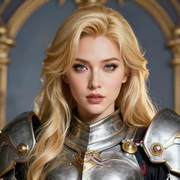 studio portrait of lawful good colorful female holy mecha paladin absurdly beautiful, elegant, mature blonde gravure idol, ultrafine hyperrealistic detailed face illustration by kim jung gi, highly detailed faces, intricate linework, sharp focus, bright colors, matte, octopath traveler, unreal engine 5 highly rendered, global illumination, radiant light, intricate environment