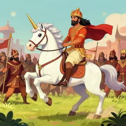 venkataguru kandarpi ( ( ( ( emad mostaque riding a unicorn into battle, illustration trending on art station ) ) ) ) venkataguru kandarpi