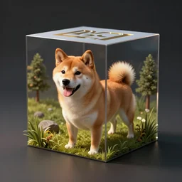 doge shiba inu turned into a cube,
