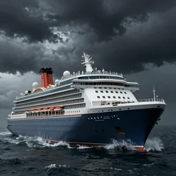 cruise ship sinked, dark, thunderstorm unreal engine Hight detailed An epic fantastic realism dinamic lighting