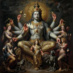 a beautiful cinematic masterpiece gothic symmetrical centered portrait of mystical majestic colossal hindu god of art aesthetics beauty and creativity, by caravaggio, by artemisia gentileschi, by tim hildebrandt, by wayne barlowe, by bruce pennington, by greg rutkowski, oil on canvas, trending on artstation, featured on pixiv, brilliant lighting, sharp, hyper - detailed, cinematic composition, no frames, hd, 8 k