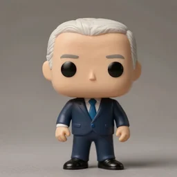 portrait photo of joe biden as a funko pop figurine. Macro photography, neutral background.