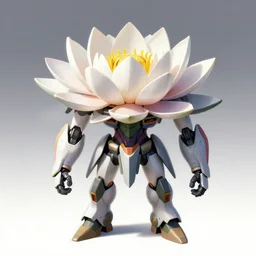 flower headed combat mecha whose top half is shaped like a waterlily, bandai box art, behance hd artstation by jesper ejsing, rhads, makoto shinkai, lois van baarle, ilya kuvshinov, ossdraws, laurie greasley, victo ngai, andreas rocha, gundam box art