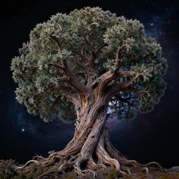 fractal tree in deep space in style of Dean Roger, massive trunk, hyper realism