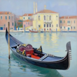 venetian gondolas in the style of vrubel, pastel colors, chiaroscuro, bleached colors, cold shades, perfect beautiful, palette knife