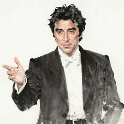 a Chinese ink wash painting of Al Pacino