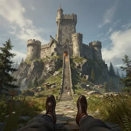 Сastle on the rock, first person POV, Unreal Engine, Greg Rutkowski, ArtStation №7