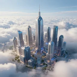 photo of a heavenly technological city in the clouds highly detailed
