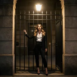 girl boss keeping a gate under gaslight