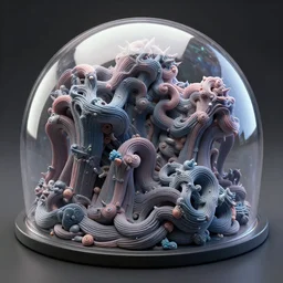 a 3 d render of deep rolling interleaved rolls of plasticine melded together into fractal lattices enclosed by a crystalline dome. dmt, machine elves, 8 k, octane render
