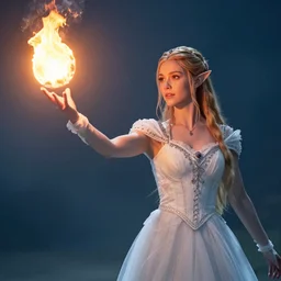 a beautiful elven princess casting a fireball