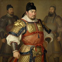 beefy male wearing armor, tang dynasty, painting by gaston bussiere, craig mullins, j. c. leyendecker, tom of finland
