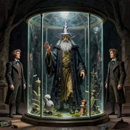 wizard of oz in a glass prison, masterpiece by Edgar Maxence and Ross Tran and Michael Whelan, gustav dore, 8k, octane render