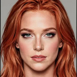 highly detailed closeup portrait of britney spears with red hair, very detailed, realistic, card, by stanley artgerm lau, greg rutkowski, thomas kindkade, alphonse mucha, loish, norman rockwell j.