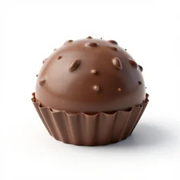 chrome chocolate truffle, clean 3d render, octane render, isolated on a pure white background, centered, entire object in frame, sharp focus, soft studio lighting