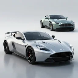 a sports car based on nissan, aston martin and chevy sports car body styles, nissan sports cars, chevy sports cars, aston martin, white and black paint, trending on artstation, unreal engine, realistic, studio lighting, by jotaautomotive, nancorocks and khyzylsaleem