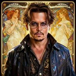 highly detailed vfx portrait of johnny depp unreal engine, chrome reflect, greg rutkowski, tom bagshaw, alphonse mucha, global illumination, detailed and intricate environment
