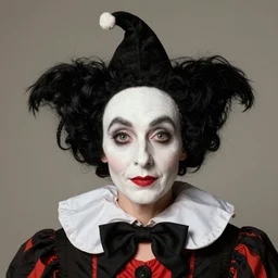 portrait photo of pulcinella, studio photography, diffuse light, closeup, sharp focus, clear eyes, photo by annie leibovitz