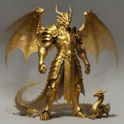 full body art of chthonic dragon emperor, golden armour, highly detailed, digital painting, trending on artstation, concept art, sharp focus, illustration, art by artgerm and greg rutkowski and magali villeneuve