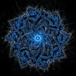 hyper detailed fractal, high contrast, needle, blue, black, microscope image, david normal