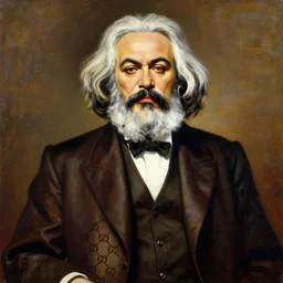 painting of karl marx wearing gucci streetwear, by caravaggio