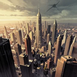 landscape of apocalypse city, marvel illustration, by stanley artgerm lau