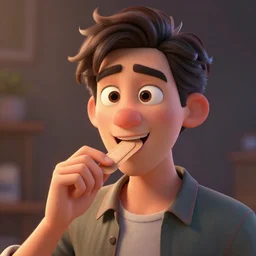 a 3d cartoon of a man tasting a bandaid.