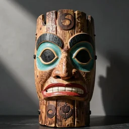 a mask that looks like a totem pole by genndy tatakovsky and greg rutkowski