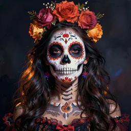 illustration of a sugar skull day of the dead girl, art by kenneth rocafort
