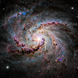 Beautiful multicoloured astronomical nebula in Orion in the style of Planck