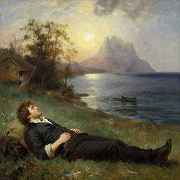 Kanna Kamui relaxing, Ivan Aivazovsky, Christopher Balaskas, Noah Bradley, Albert Bierstadt, Jim Burns, Edwin Church, Frederic Thomas Cole, Brown Durand, Asher David Friedrich, Caspar James Gurney, Johnson Heade, Martin Raphael Lacoste, Ted Nasmith, Andreas Rocha, Christophe Vacher