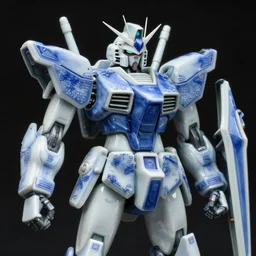 a close - up portrait of an ornate blue and white porcelain mecha made out of white vitrified translucent ceramic ; china. reflective detailed textures. gloomy black background. highly detailed fantasy science fiction painting by moebius, norman rockwell, frank frazetta, and syd mead. rich colors, high contrast. artstation
