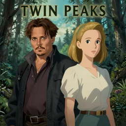 Twin Peaks poster artwork by Michael Whelan and Tomer Hanuka, Rendering of portrait of Johnny Depp and Amber Heard solving mysteries together in scene from Twin Peaks, full of details, by Makoto Shinkai and thomas kinkade, Matte painting, trending on artstation and unreal engine