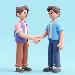 a highly detailed 3 d illustration of two standing men shaking hands, slack style, pastel colors, realistic