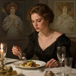 geena davis eating dinner, character sheet, character design, contrast, deep focus, turnaround, highly detailed, dramatic lighting, digital painting, artstation, concept art, matte, sharp focus, illustration, elegant, art by artgerm and greg f and alphonse mucha.