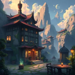 photo cartoon illustration comic manga painting of hotel environement : 6 fantasy environement, digital painting, volumetric lighting by feng zhu, 3 d alejandro alvarez alena aenami artworks in 4 k beeple, by thomas kinkade hearstone league of legends dofus overwatch