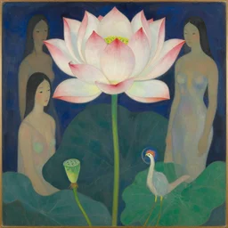 blossoming lotus by hilma af klint, moebius, victo ngai, laurie greasly