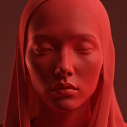abstract woman face showing the contours through a cloth that covers her whole face, highly detailed, modern, digital art, red color, unreal engine, photorealism, cinematic lighting, 8k photorealistic, dramatic, trending on artstation, by Greg Rutkowski