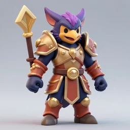 dnd mini of a heroic kenku raven knight in armor. happy colors. photo by lead character artist