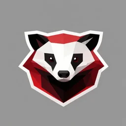 stylized red and black honey badger airsoft logo, symmetrical!, flat vector art, artstation, polygon, minimalistic